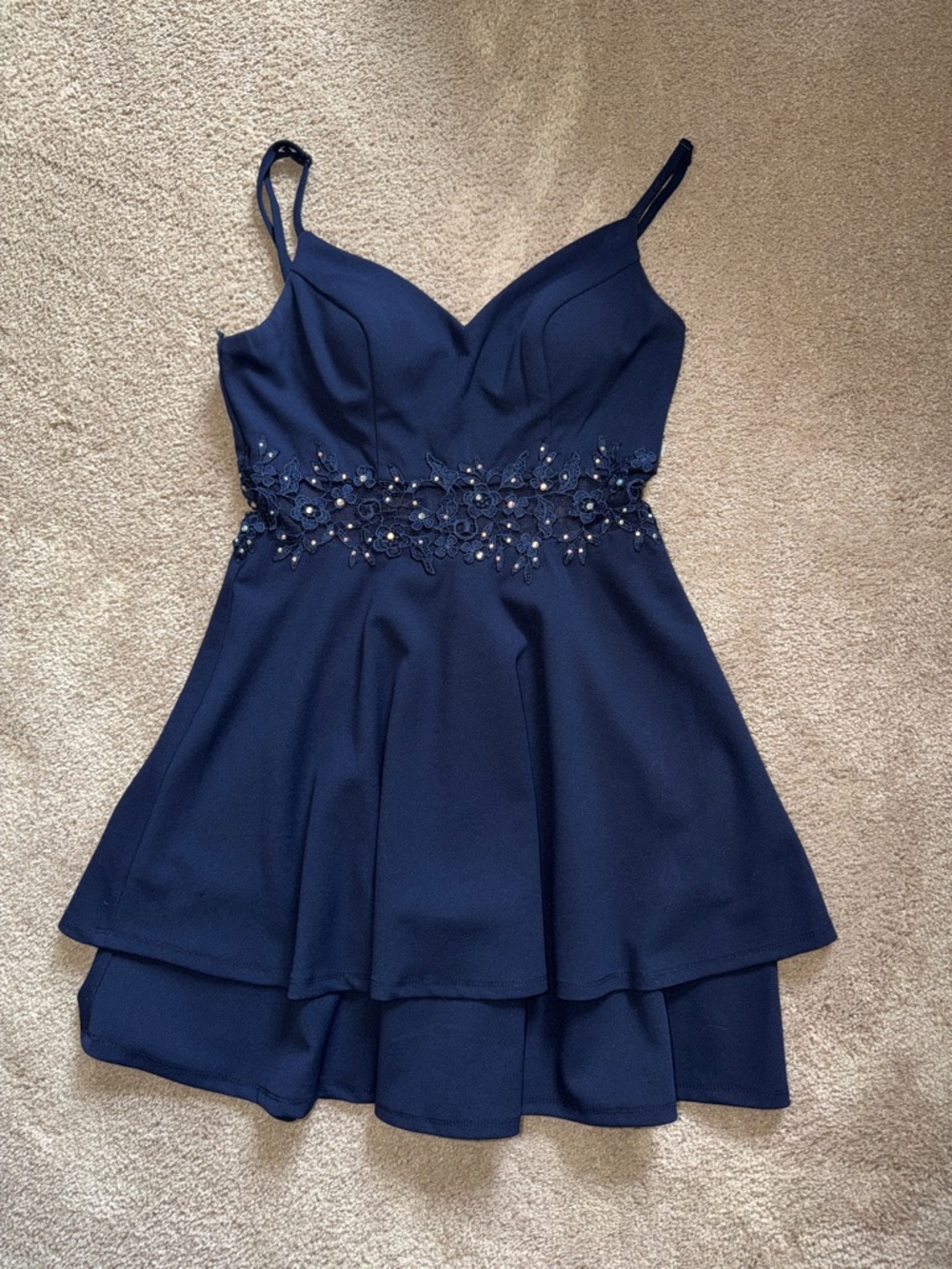 City Triangles Navy Strapless Satin Cocktail Dress
